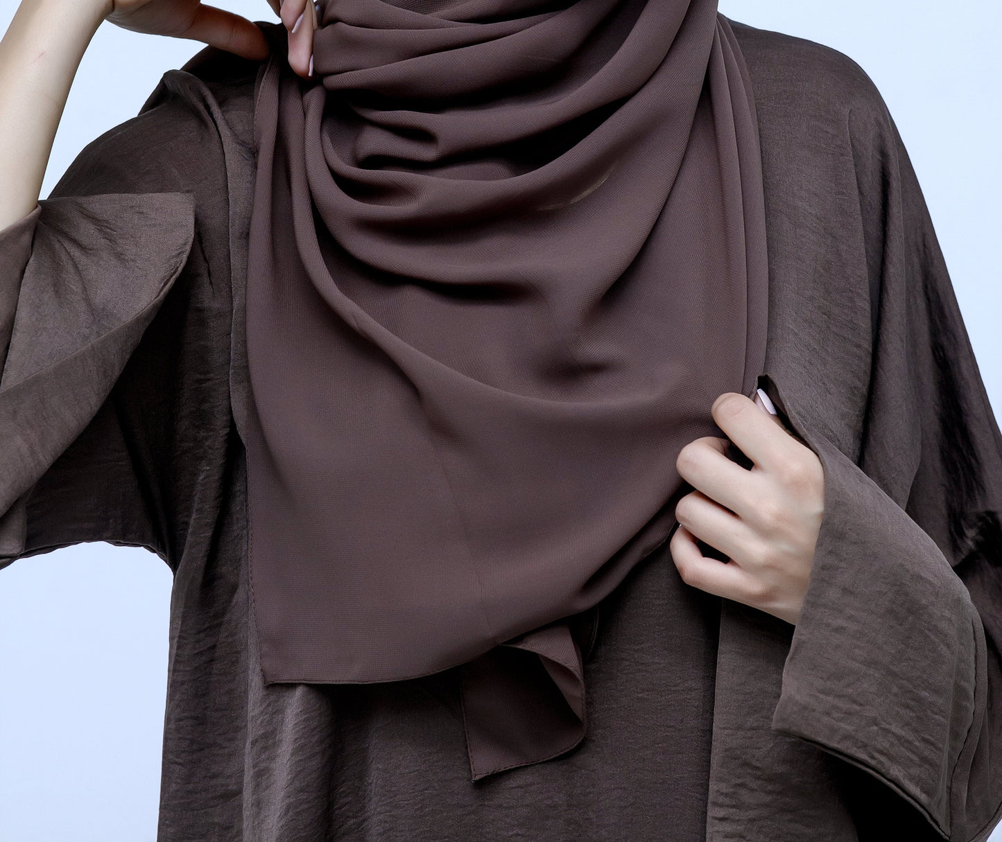 Satin Brown Abaya & Hijab