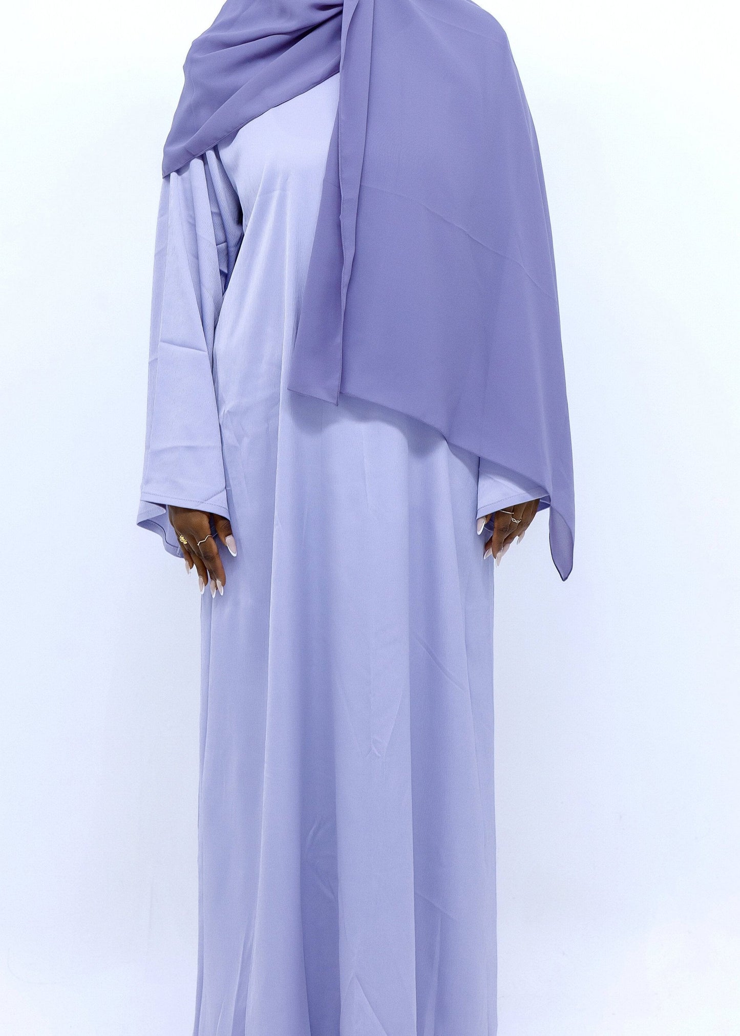 Satin Lilac Abaya and Hijab