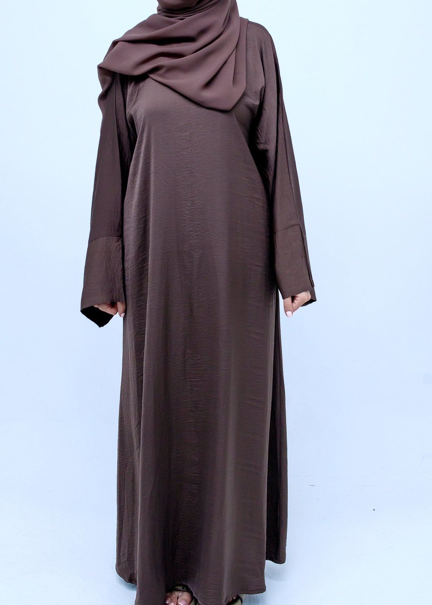 Satin Brown Abaya & Hijab