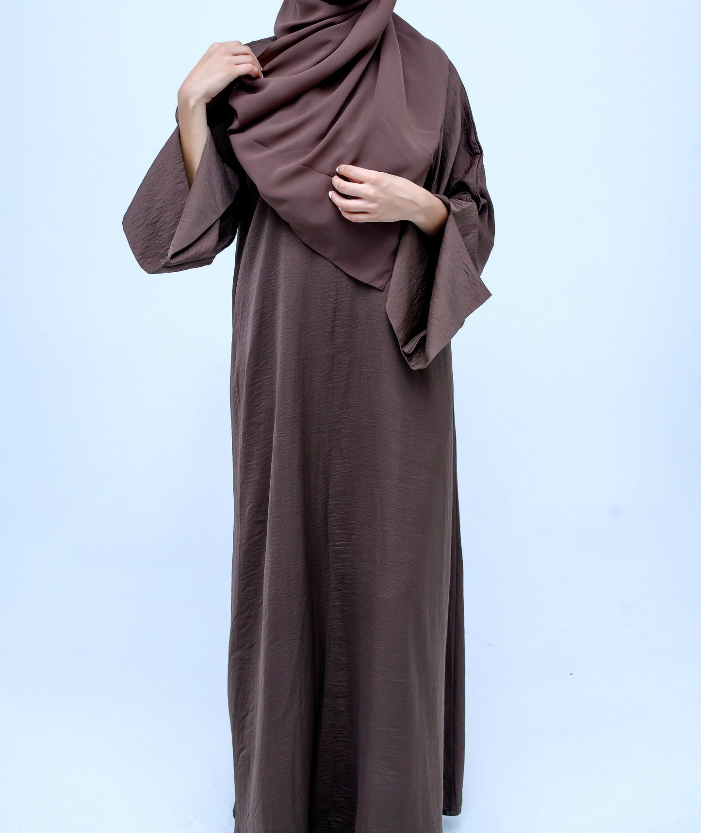 Satin Brown Abaya & Hijab