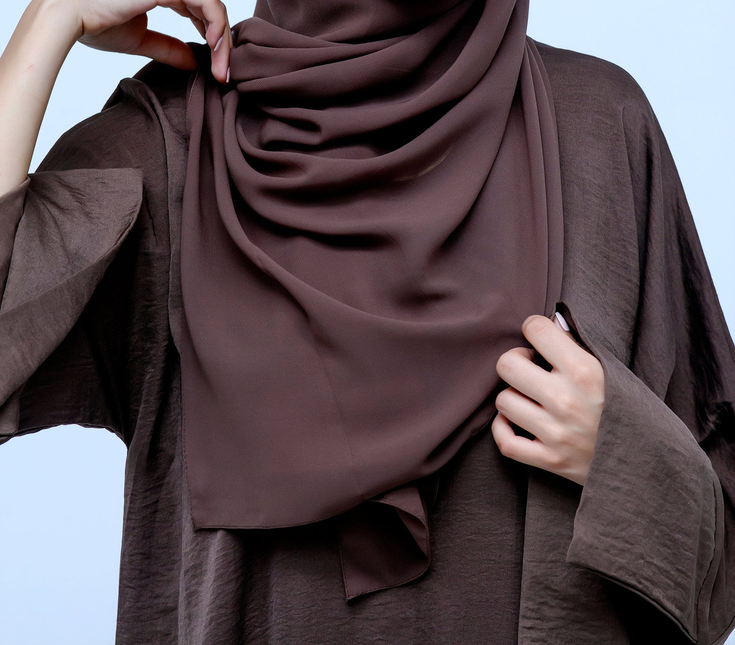 Satin Brown Abaya & Hijab