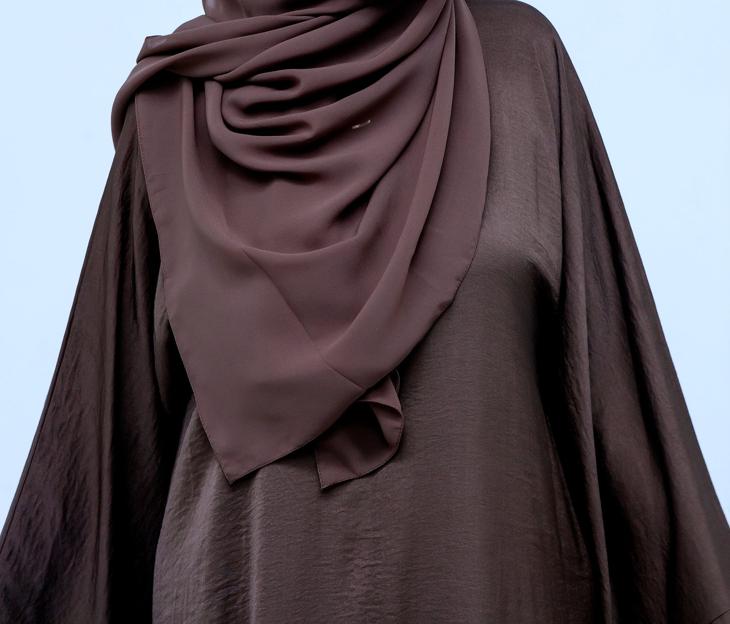 Satin Brown Abaya & Hijab