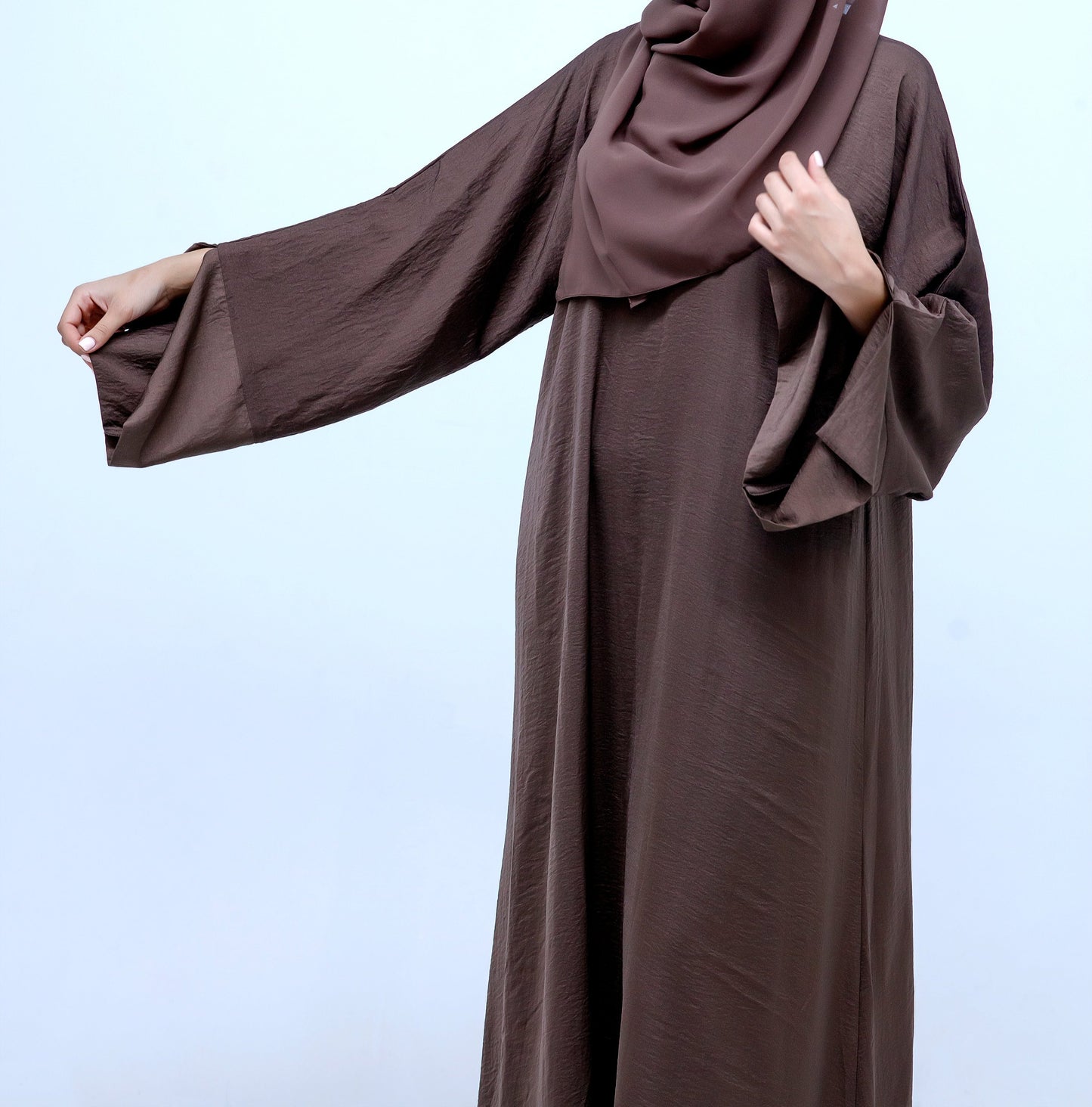 Satin Brown Abaya & Hijab