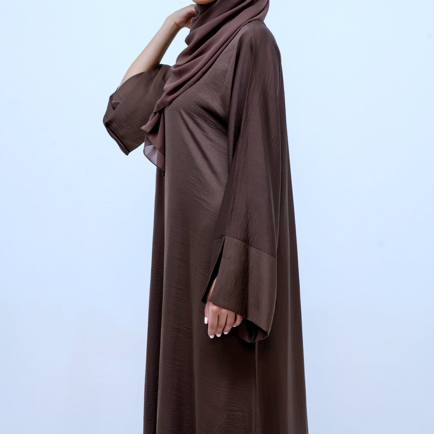 Satin Brown Abaya & Hijab