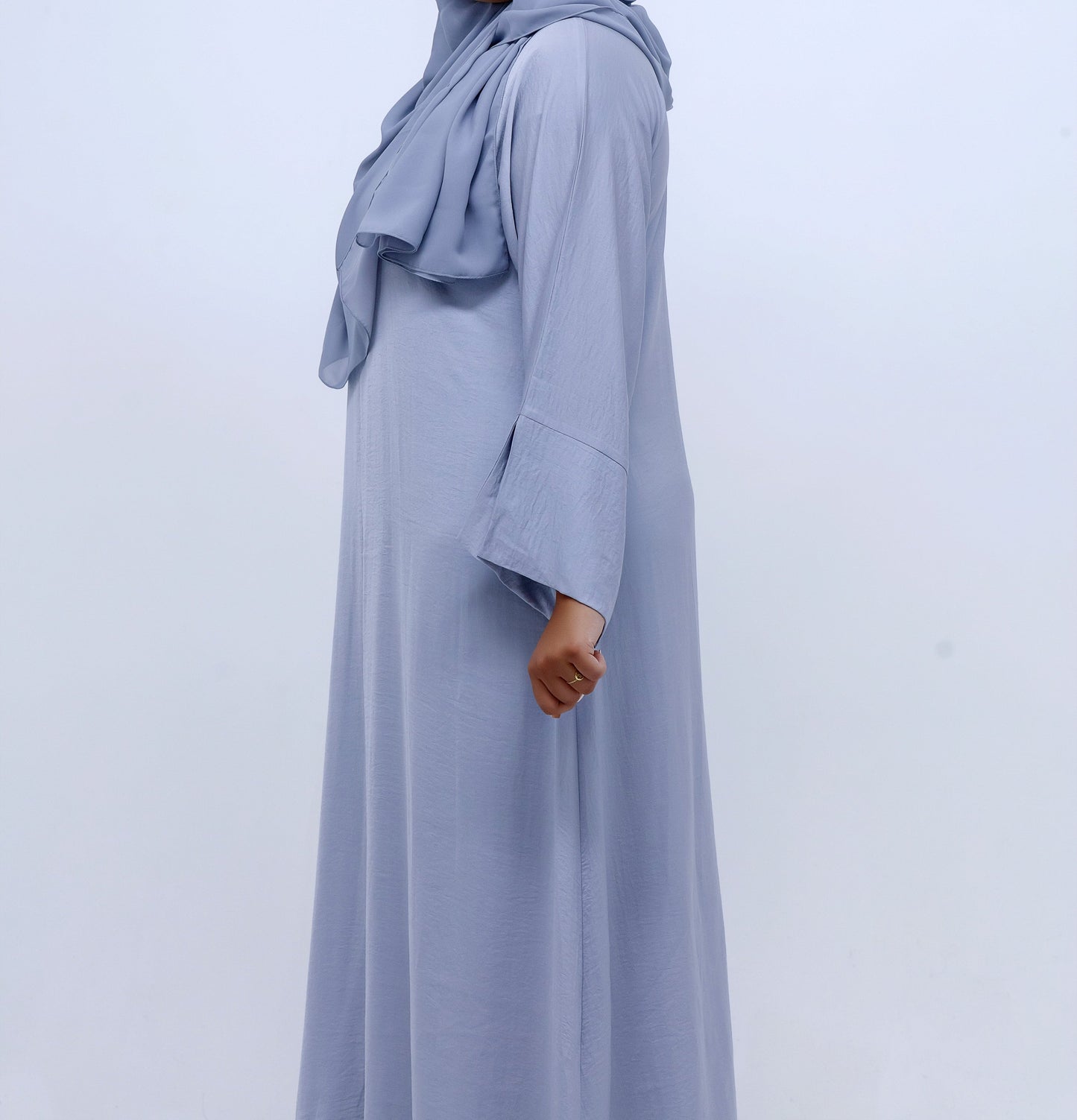 Satin silver Abaya & Hijab