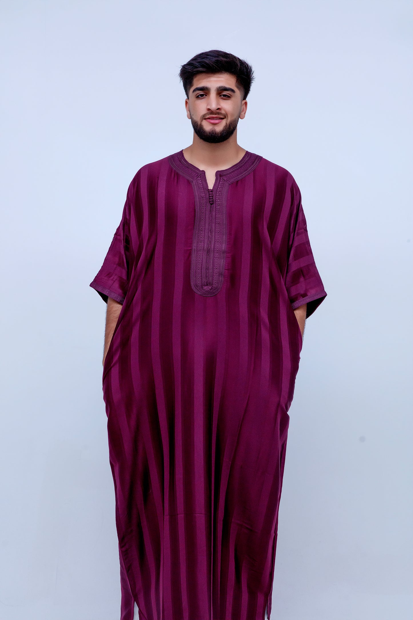 Burgundy red Moroccan thobe