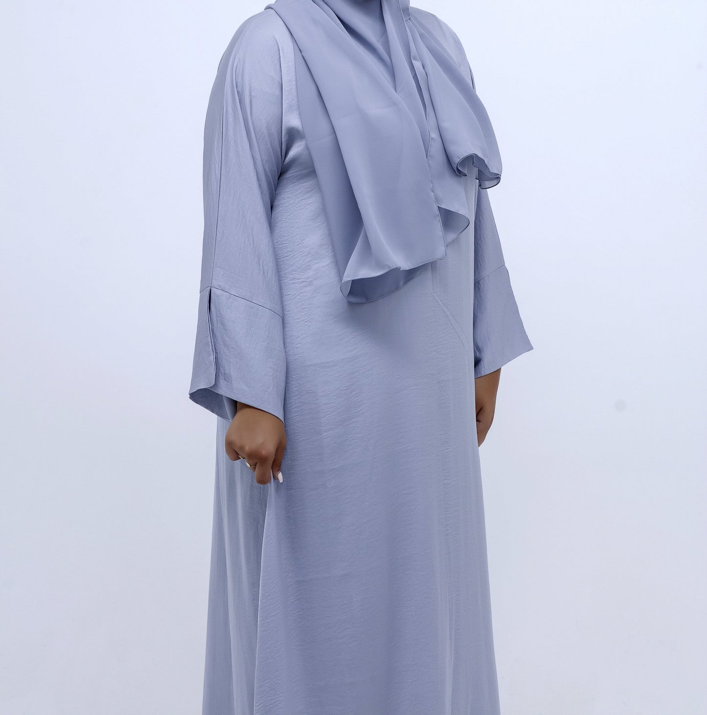 Satin silver Abaya & Hijab